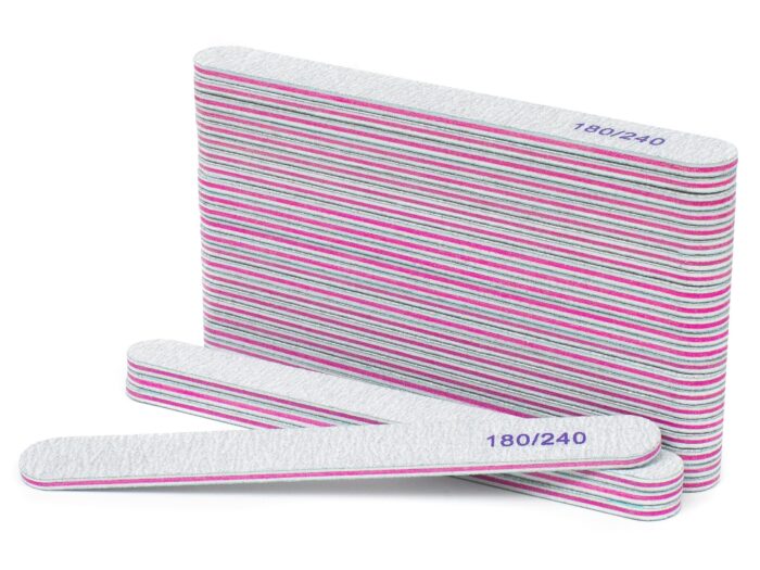 Zestaw pilników do paznokci zebra 180/240 - Pakiet 100 sztuk